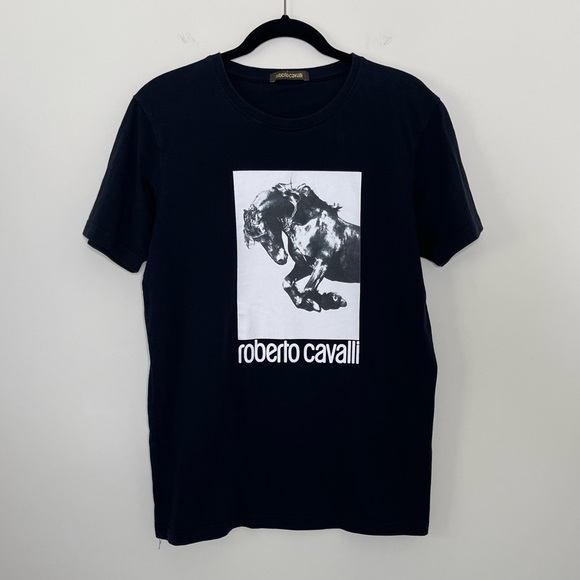 Roberto Cavalli T-shirt with Horse logo and print designer equestrian logo - Picture 8 of 11